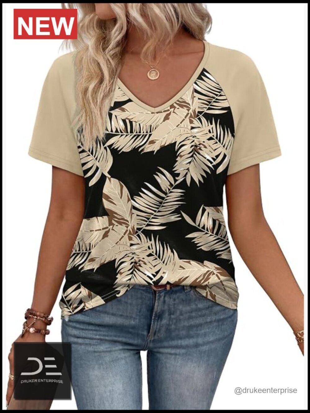 Short Sleeve Boho Raglan T-Shirt for Women